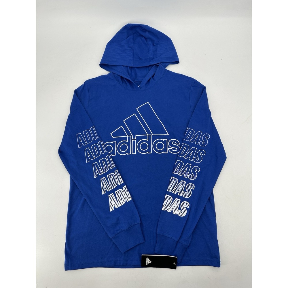 NWT Adidas Regular Fit/Coupe Standard Hoodie T-Shirt Youth Size XL Brite‎ Blue